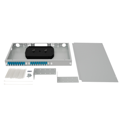 Кросс оптический 19" (ШКОС) укомплектованный на 32 LC порта (комплект с розетками)