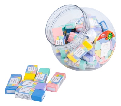 Ластик Deli EH02200 Macaron 50x20x11мм ассорти пласт.туб.