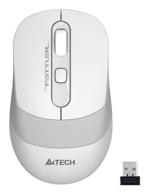 Мышь A4Tech Fstyler FG10S белый/серый оптическая (2000dpi) silent беспроводная USB (4but)