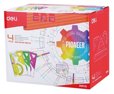 Набор для чертежей Deli EG00602 корпус ассорти в компл.:линейка 15см/прямоуг.2шт