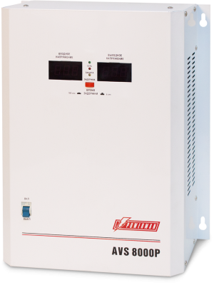 Стабилизатор POWERMAN AVS 8000P, ступенчатый регулятор, цифровые индикаторы уровней напряжения, 8000ВА, 110-260В, максимальный входной ток 50А, клеммная колодка, IP-20, навесной,  380мм х 310мм х 160мм, 14кг. POWERMAN AVS 8000P (POWERMAN AVS-8000P)