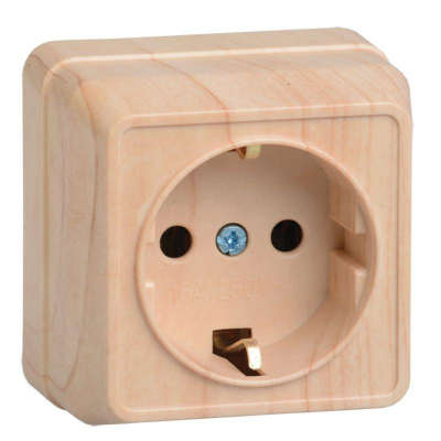 Iek ERO11-K03-16-DC РС20-3-ОС Розетка 1местн. c з/к 16А откр.уст. ОКТАВА (сосна)