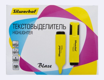 Текстовыделитель Silwerhof Blaze 108036-05 скошенный пиш. наконечник 1-5мм желтый картон