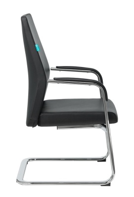 Кресло Бюрократ _JONS-LOW-V черный кожа низк.спин. полозья металл хром