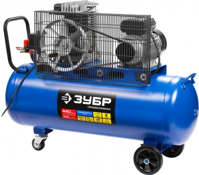 Компрессор поршневой Зубр Профессионал ЗКПМ-440-100-Р-2.2 масляный 440л/мин 100л 2200Вт