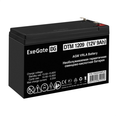 Exegate ES252438RUS Аккумуляторная батарея DTM 1209 (12V 9Ah, клеммы F1)