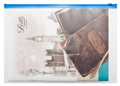 Папка на молнии ZIP Бюрократ -BPM4AWT A4+ полипропилен 0.15мм карм.для визит. цвет молнии белый