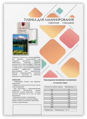 ГЕЛЕОС Пленка 216х303 LPA4-80 (80 мик) 100 шт.