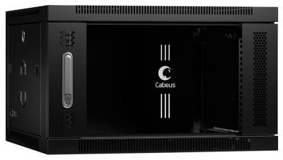 Cabeus SH-05F-6U60/45-BK Шкаф телекоммуникационный настенный 19" 6U 600x450x368mm (ШхГхВ) дверь стекло, цвет черный (RAL 9004) (SH-05F-6U60/45-BK)