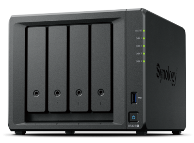 Synology DS425+ Сетевое хранилище 4x2.5"/3.5" SATA, Intel Celeron J4125/4x2GHz, 2GB DDR4, 1x2,5 Гбит/с, 1x1 Гбит/с