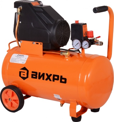 Компрессор винтовой Вихрь КП-195/50 безмасляный 195л/мин 50л 1100Вт оранжевый/черный
