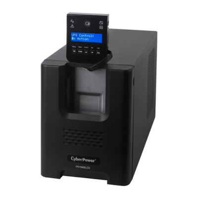ИБП CyberPower PR1500ELCD, Line-Interactive, 1500VA/1350W, 8 IEC-320 С13 розеток, USB&Serial, SNMPslot, LCD дисплей, Black, 0.5х0.3х0.35м., 28.3кг. CyberPower PR1500ELCD