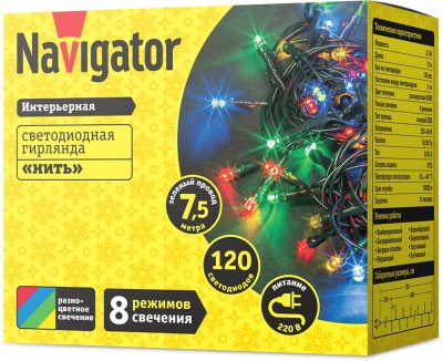 Гирлянда Navigator 61810 нить 120лам. дл.7.5м