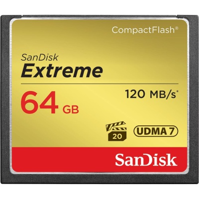 Флеш-накопитель Sandisk Карта памяти SanDisk Extreme CF 120MB/s, 85MB/s write, UDMA7, 64GB