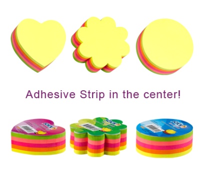 Блок самоклеящийся бумажный Stick`n 21358 67x67мм 250лист. 70г/м2 неон 5цв.в упак. вырубной "круг"