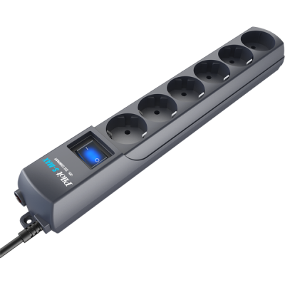 Сетевой фильтр ZIS Commpany сетеовй фильтр Pilot S-max 10m, розетки; 5+1, 16А, кабель 10м, цвет графит (Pilot S-max 10m)