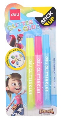 Клей-гель Deli EA71201 12мл блистер с блестками (упак.:3шт) Explora