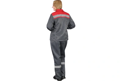 Костюм женский РАССО "Нова" КУРТКА+БРЮКИ, цв. т.сер/красн, р.40-42/158-164 77321 (40/158)