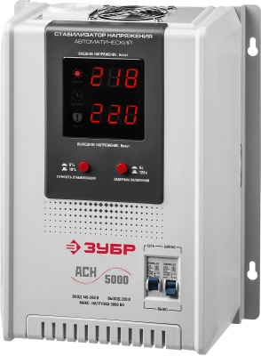 Стабилизатор напряжения Зубр АСН 5000 5кВА однофазный серый (59385-5)