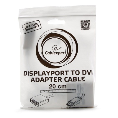 Переходник Cablexpert DisplayPort -> DVI Cablexpert A-DPM-DVIF-002-W 20M/29F, белый, пакет