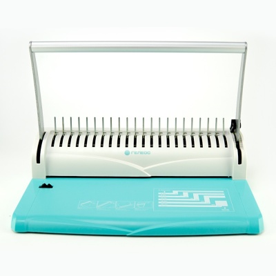 Переплетчик ГЕЛЕОС БП-13+ бирюзово-белый на пластиковую пружину Гелеос БП-13+ бирюзово-белый (БП13пбб)