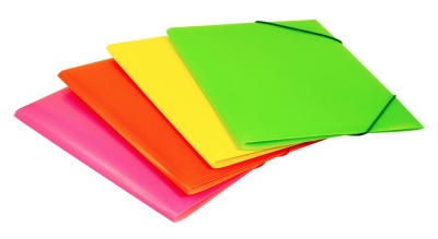 Папка на резинке Бюрократ Double Neon DNE510YEL A4 пластик кор.30мм 0.5мм желтый