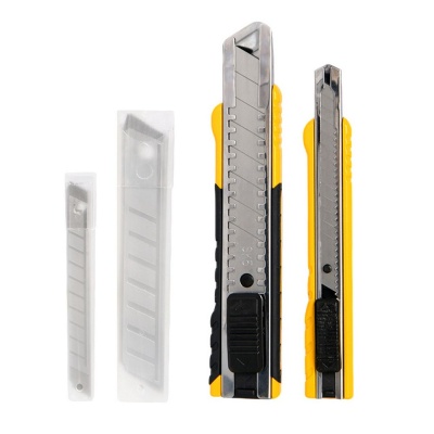 Набор (2 шт) ножей с запасными лезвиями Deli DL0918-2 9мм + 18мм, 10 запасных лезвий, сталь SK5