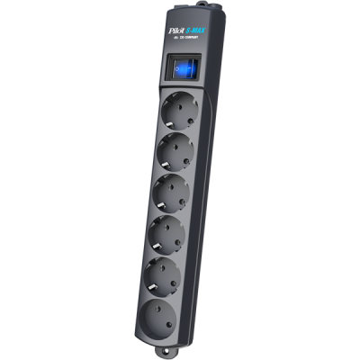 Сетевой фильтр ZIS Commpany сетеовй фильтр Pilot S-max 10m, розетки; 5+1, 16А, кабель 10м, цвет графит (Pilot S-max 10m)