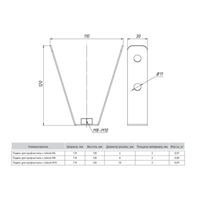 EKF kp8120 Подвес для профнастила с гайкой М8