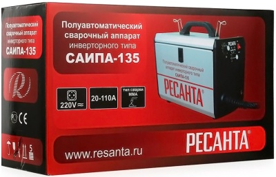 Сварочный аппарат Ресанта САИПА-135 инвертор ММА DC (кейс в комплекте)