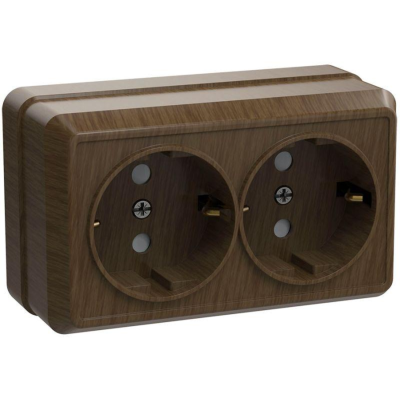 Iek ERO21-K04-16-DC РС22-3-ОД Розетка 2местн. с з/к 16А откр.уст. ОКТАВА (дуб)