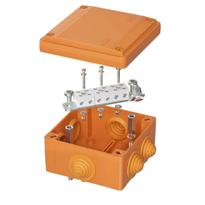 DKC FSB11604 Коробка пластиковая FS с кабельными вводами и клеммниками, IP56,100х100х50мм, 6р, 450V,6A, 4мм.кв