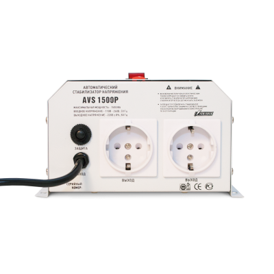 Стабилизатор POWERMAN AVS 1500P, ступенчатый регулятор, цифровые индикаторы уровней напряжения, 1500ВА, 110-260В, максимальный входной ток 12А, 2 евророзетки, IP-20, навесной,   215мм х 270мм х 110мм, 4.3 кг. POWERMAN AVS 1500P (POWERMAN AVS-1500P)