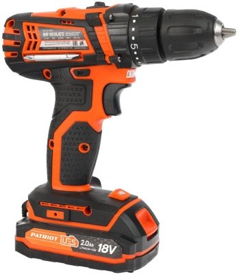 PATRIOT BR 183UES Дрель-шуруповерт аккумуляторная [180201483] { 2 скор. одна батарея Li-Ion, зарядка за 1 час, двусторонняя бита, кейс }