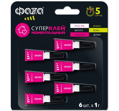 Супер-клей моментальный GSp- 1x 6 BL-6 1г ФАZА