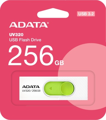 Флеш Диск A-Data 256GB UV320 AUV320-256G-RWHGN USB3.2 белый/зеленый