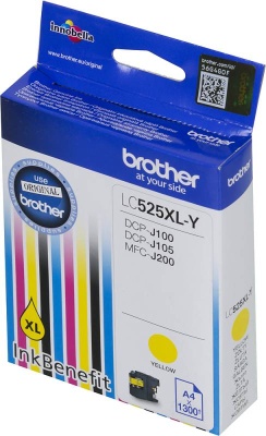 Картридж струйный Brother LC525XLY желтый (1300стр.) для Brother DCP-J100/J105/J200