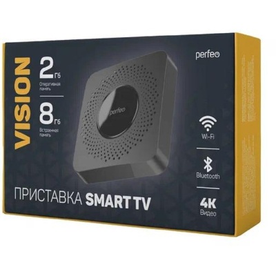 Perfeo SMART TV BOX приставка "VISION 2/8",Allwinner H618,Android 12, 2Gb/8Gb,Пульт Bluetooth