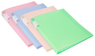 Папка с 40 прозр.вклад. Бюрократ Gems GEM40PIN A4 пластик 0.7мм торц.карм с бум. встав розовый аметист