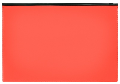 Папка на молнии ZIP Бюрократ -BPM4APINKBL A4+ полипропилен 0.15мм коралловый цвет молнии черный