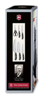 Набор ножей кухон. Victorinox Grand Maitre Cutlery Block (7.7243.6) компл.:6шт с подставкой черный подар.коробка