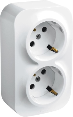 Блок силовая (2розет.) Legrand Quteo (782237) зазем. штор. IP20 белый