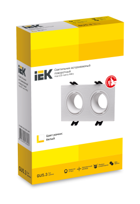 LIGHTING Светильник 4102 встраиваемый под лампу 2хMR16 квадрат пластиковый белый IEK