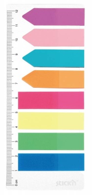 Закладки самокл. индексы пластиковые Stick`n 21346 8цв.в упак. 25лист на линейке 12x45мм прямоуг+12x42мм стрелки европодвес