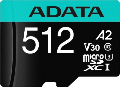 Флеш карта microSDHC 512Gb Class10 A-Data AUSDX512GUI3V30SA2-RA1 + adapter