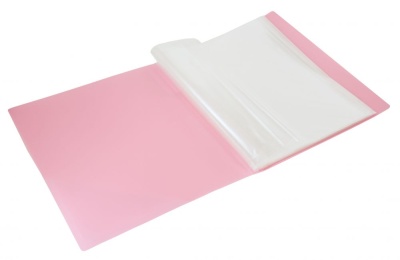 Папка с 40 прозр.вклад. Бюрократ Gems GEM40PIN A4 пластик 0.7мм торц.карм с бум. встав розовый аметист