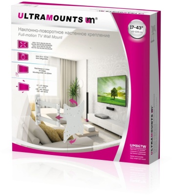 Кронштейн для телевизора Ultramounts UM 867W белый 23"-42" макс.20кг настенный поворот и наклон