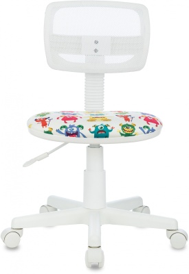 Кресло детское Бюрократ CH-W299 белый TW-15 сиденье мультиколор монстры сетка/ткань крестов. пластик