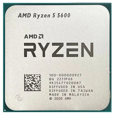 Процессор CPU AMD Ryzen 5 5600, 6/12, 3.5-4.4GHz, 384KB/3MB/32MB, AM4, 65W, OEM, 1 year (100-000000927)