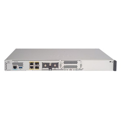 Маршрутизатор CISCO C8200 1RU w/ 1 NIM slot and 4x 1 Gigabit Ethernet WAN ports, HSEC License key (enables up to 1Gbps IPsec traffic), 8GB DRAM, 8GB FLASH, 16GB M.2 SSD, fixed 100W AC power supply